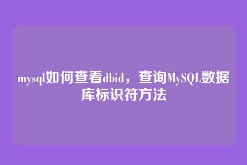 mysql如何查看dbid,查询MySQL数据库标识符方法