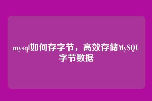 mysql如何存字节,高效存储MySQL字节数据