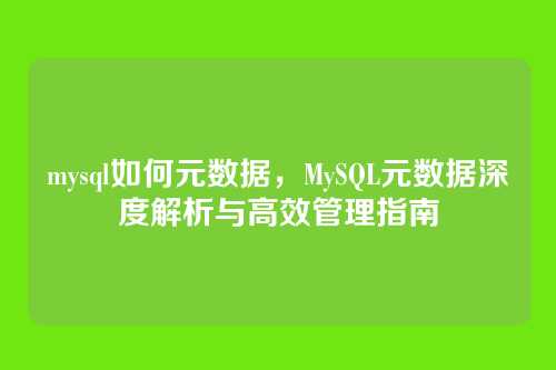 mysql如何元数据,MySQL元数据深度解析与高效管理指南