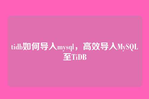 tidb如何导入mysql,高效导入MySQL至TiDB