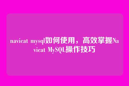 navicat mysql如何使用,高效掌握Navicat MySQL操作技巧