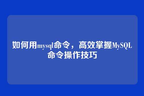 如何用mysql命令,高效掌握MySQL命令操作技巧