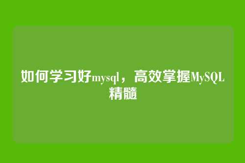 如何学习好mysql,高效掌握MySQL精髓
