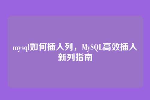 mysql如何插入列,MySQL高效插入新列指南