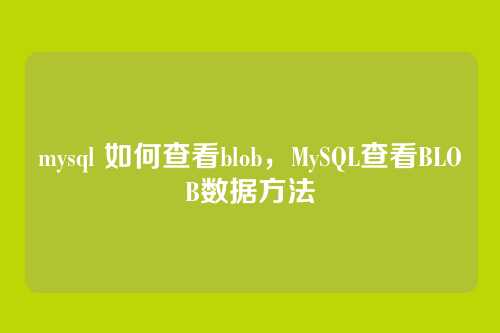 mysql 如何查看blob,MySQL查看BLOB数据方法