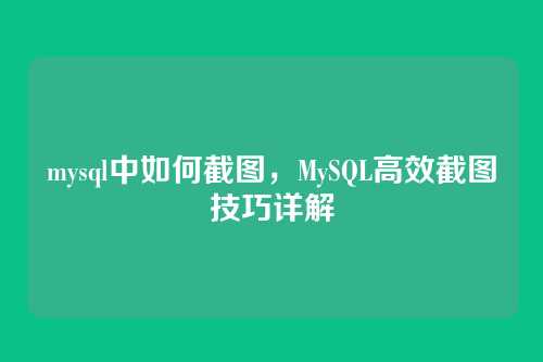 mysql中如何截图,MySQL高效截图技巧详解