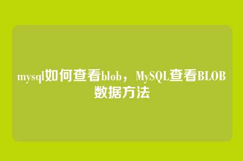 mysql如何查看blob，MySQL查看BLOB数据方法