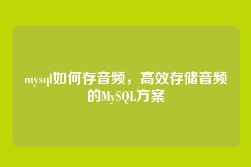 mysql如何存音频,高效存储音频的MySQL方案