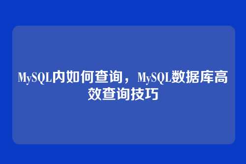 MySQL内如何查询，MySQL数据库高效查询技巧