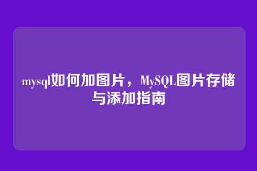 mysql如何加图片,MySQL图片存储与添加指南