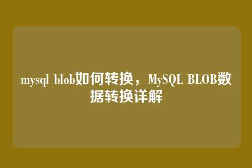mysql blob如何转换,MySQL BLOB数据转换详解
