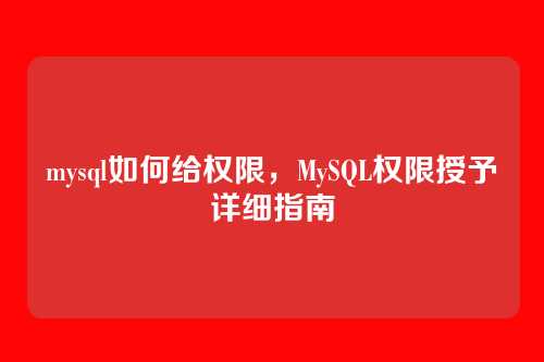 mysql如何给权限,MySQL权限授予详细指南