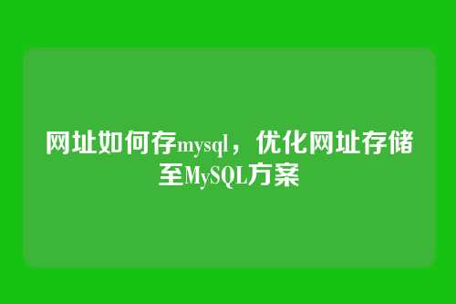 网址如何存mysql,优化网址存储至MySQL方案