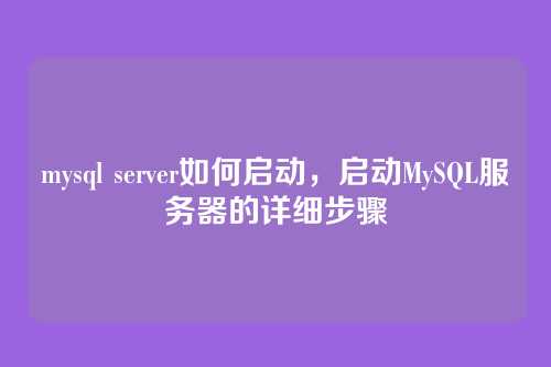 mysql server如何启动,启动MySQL服务器的详细步骤