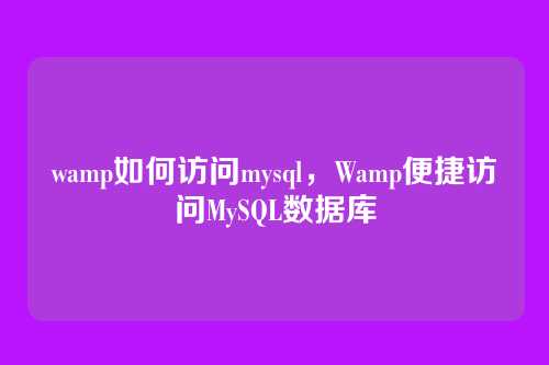 wamp如何访问mysql,Wamp便捷访问MySQL数据库