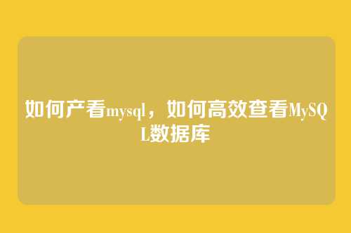 如何产看mysql,如何高效查看MySQL数据库
