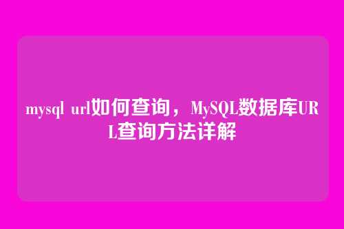 mysql url如何查询,MySQL数据库URL查询方法详解