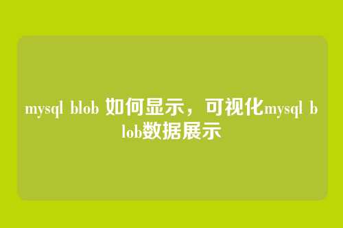 mysql blob 如何显示,可视化mysql blob数据展示