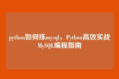 python如何练mysql,Python高效实战MySQL编程指南