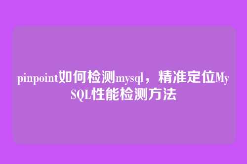 pinpoint如何检测mysql,精准定位MySQL性能检测方法
