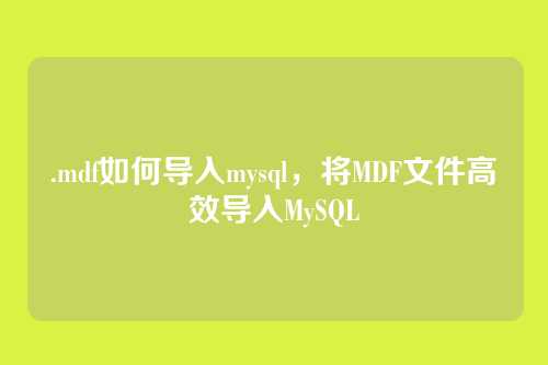 .mdf如何导入mysql,将MDF文件高效导入MySQL