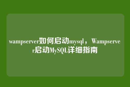 wampserver如何启动mysql,Wampserver启动MySQL详细指南