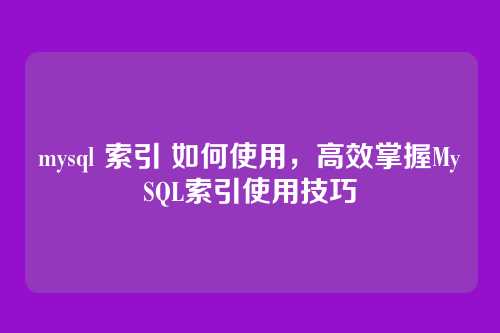 mysql 索引 如何使用,高效掌握MySQL索引使用技巧