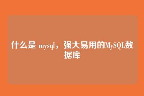 什么是 mysql,强大易用的MySQL数据库