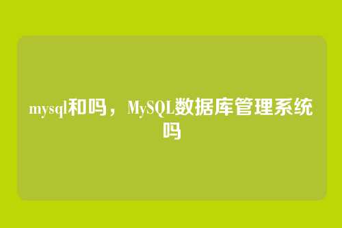 mysql和吗,MySQL数据库管理系统吗