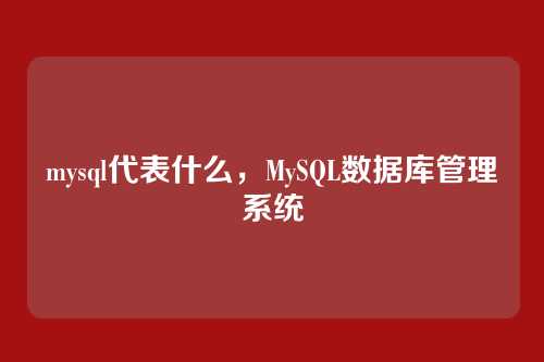 mysql代表什么,MySQL数据库管理系统