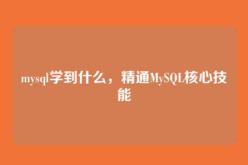 mysql学到什么,精通MySQL核心技能