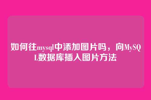 如何往mysql中添加图片吗,向MySQL数据库插入图片方法