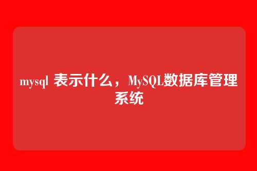 mysql 表示什么,MySQL数据库管理系统