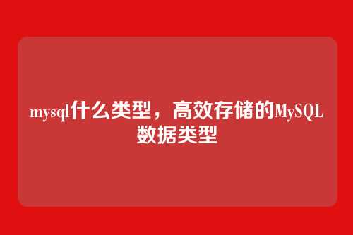 mysql什么类型,高效存储的MySQL数据类型
