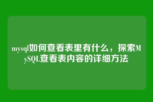 mysql如何查看表里有什么,探索MySQL查看表内容的详细方法