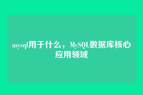 mysql用于什么,MySQL数据库核心应用领域