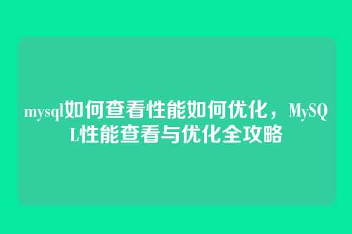 mysql如何查看性能如何优化,MySQL性能查看与优化全攻略