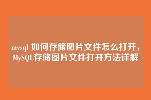 mysql 如何存储图片文件怎么打开,MySQL存储图片文件打开方法详解