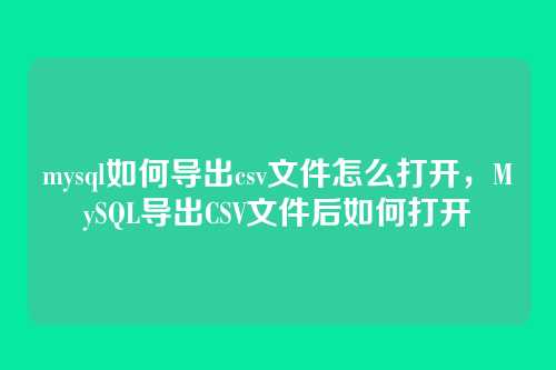 mysql如何导出csv文件怎么打开,MySQL导出CSV文件后如何打开