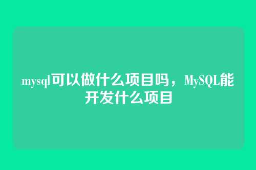 mysql可以做什么项目吗，MySQL能开发什么项目