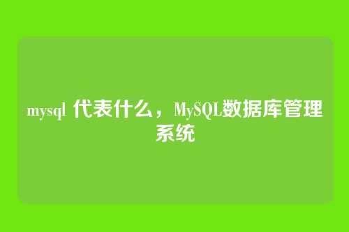 mysql 代表什么,MySQL数据库管理系统