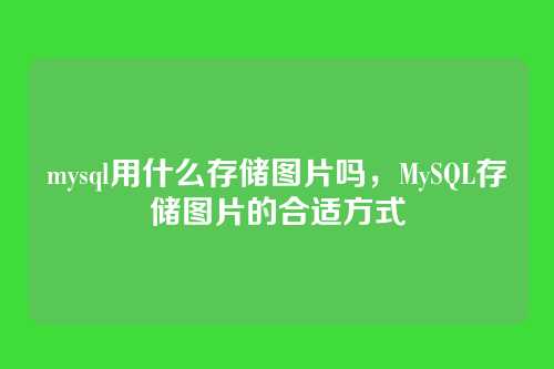 mysql用什么存储图片吗，MySQL存储图片的合适方式
