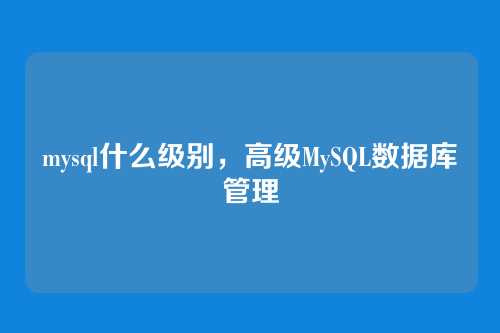 mysql什么级别,高级MySQL数据库管理
