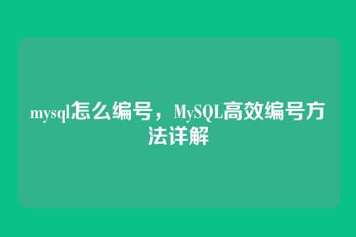 mysql怎么编号,MySQL高效编号方法详解