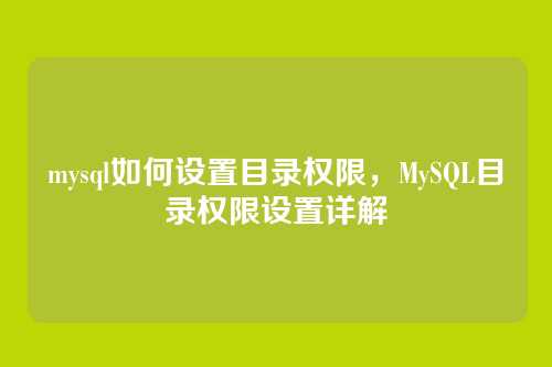 mysql如何设置目录权限,MySQL目录权限设置详解