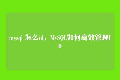 mysql 怎么id,MySQL如何高效管理ID
