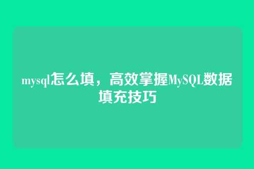 mysql怎么填,高效掌握MySQL数据填充技巧