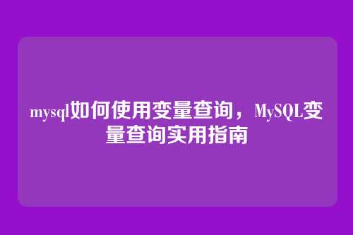 mysql如何使用变量查询,MySQL变量查询实用指南
