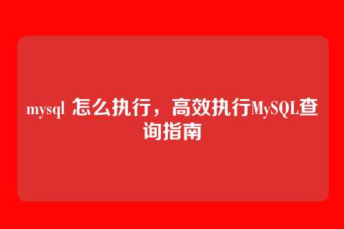 mysql 怎么执行,高效执行MySQL查询指南