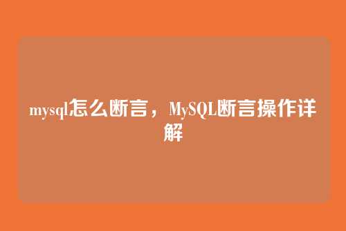 mysql怎么断言,MySQL断言操作详解